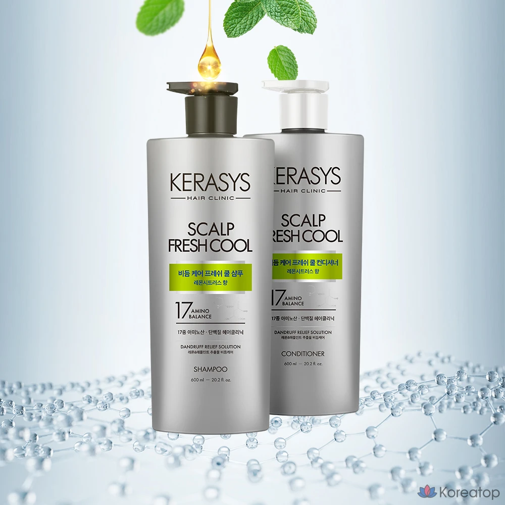 Шампунь KeraSys Scalp Dandruff Care Fresh Cool Protein Shampoo Lemon Citrus Scent, 600 мл, 1 шт.