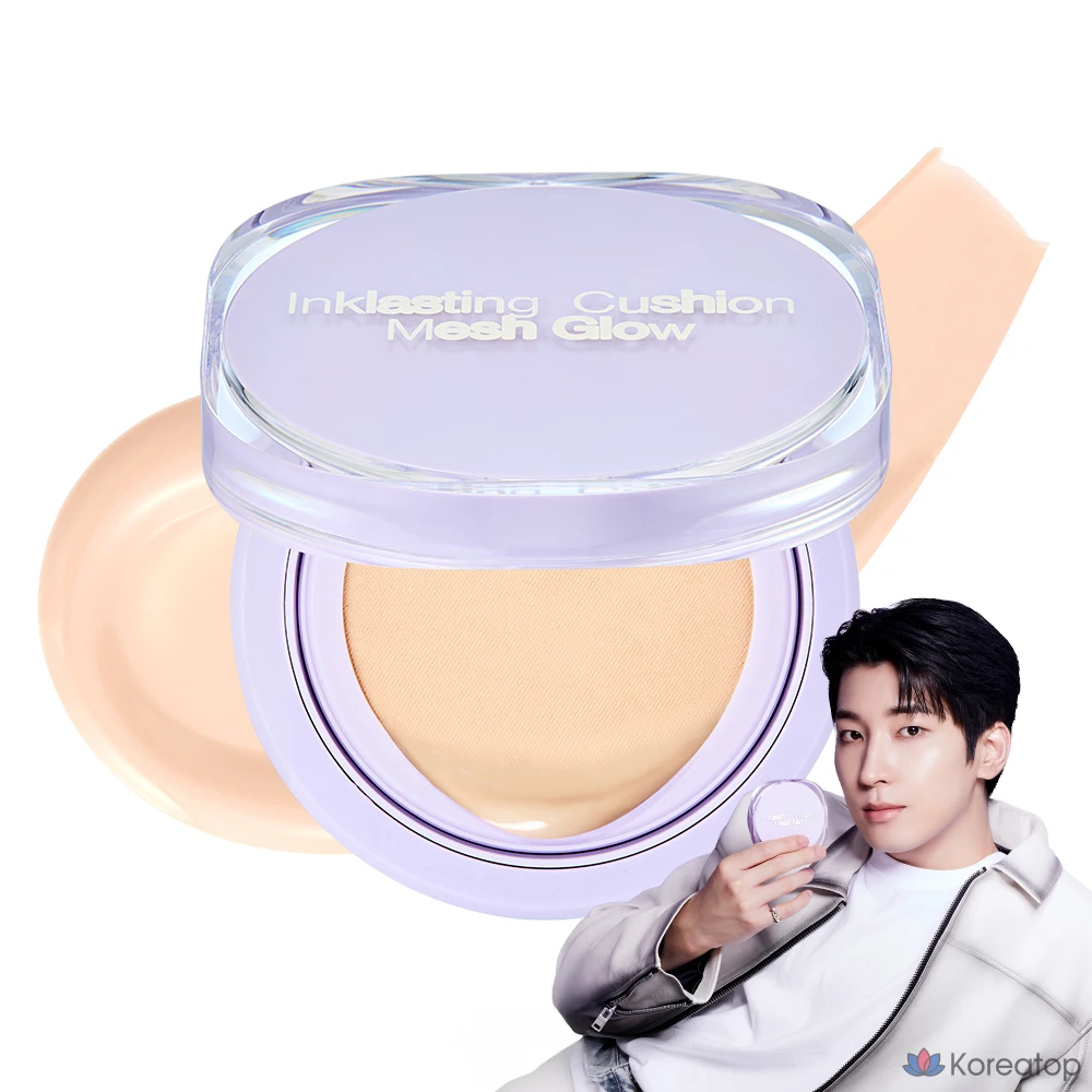 Тональный кушон The Face Shop Ink Lasting Cushion Mesh Glow, 12 г, V201 Абрикосово-бежевый, 1 шт.