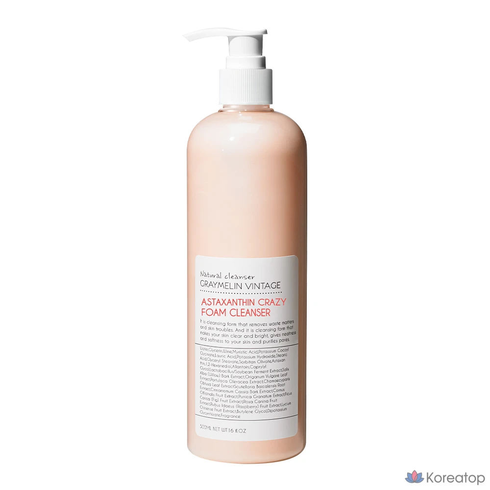 Очищающая пенка для лица Graymelin Bulk Crazy Foam Cleanser с астаксантином, 1 шт., 500 мл