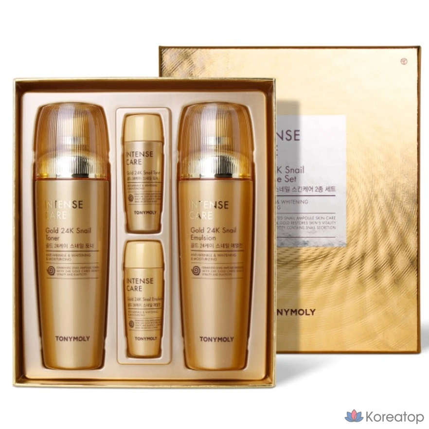 Набор из 2 флаконов лака для ногтей Tony Moly Intense Care Gold 24K Snail, 5 комплектов.