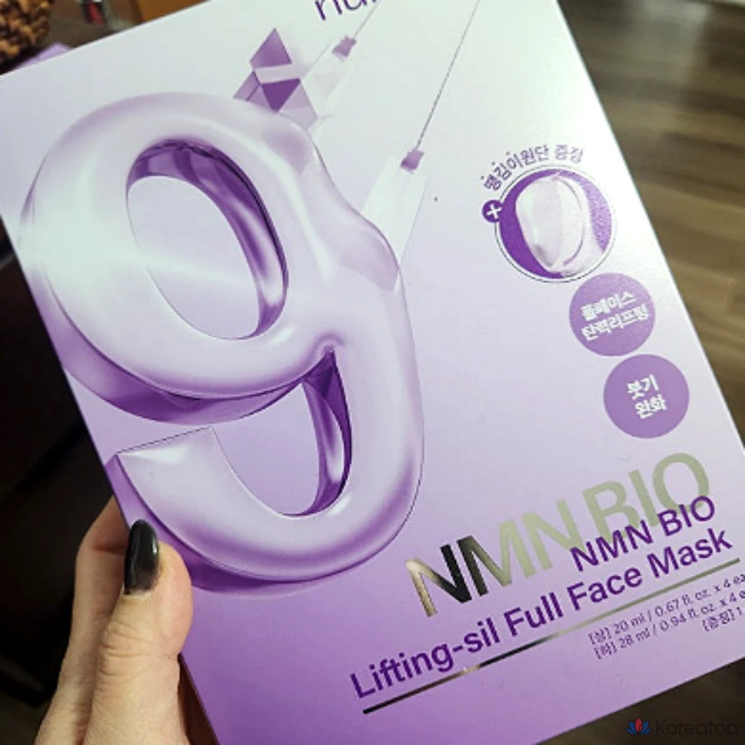 NUMBUZIN Numberzin № 9 NMN BIO Lifting Full Face Pack 4 листа (+ подтягивающая ткань) Линия отеков лица NMN BIO, продукт (4 листа), 1 шт.