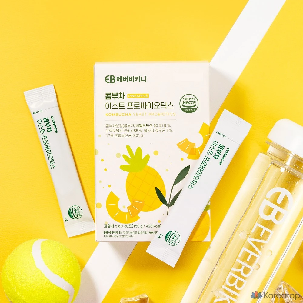 Порошок EverBikini Kombucha East Probiotics Pineapple Flavor, 150 г, 30 шт.