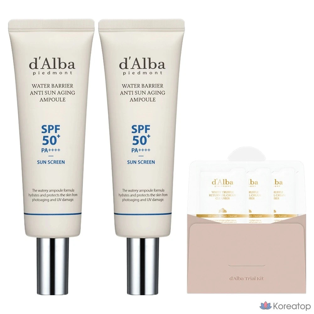 Набор D'alba Water Barrier Anti-Sun Aging Ampoule 50 мл (2 шт.) + сыворотка для умывания 3 мл (3 шт.), 1 шт.