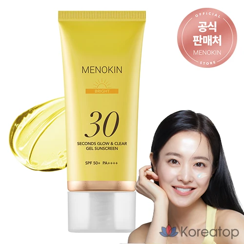 Menokine 30-Second Glow & Clear Gel Sunscreen Bright SPF50+ PA++++, 1 шт., 50 мл