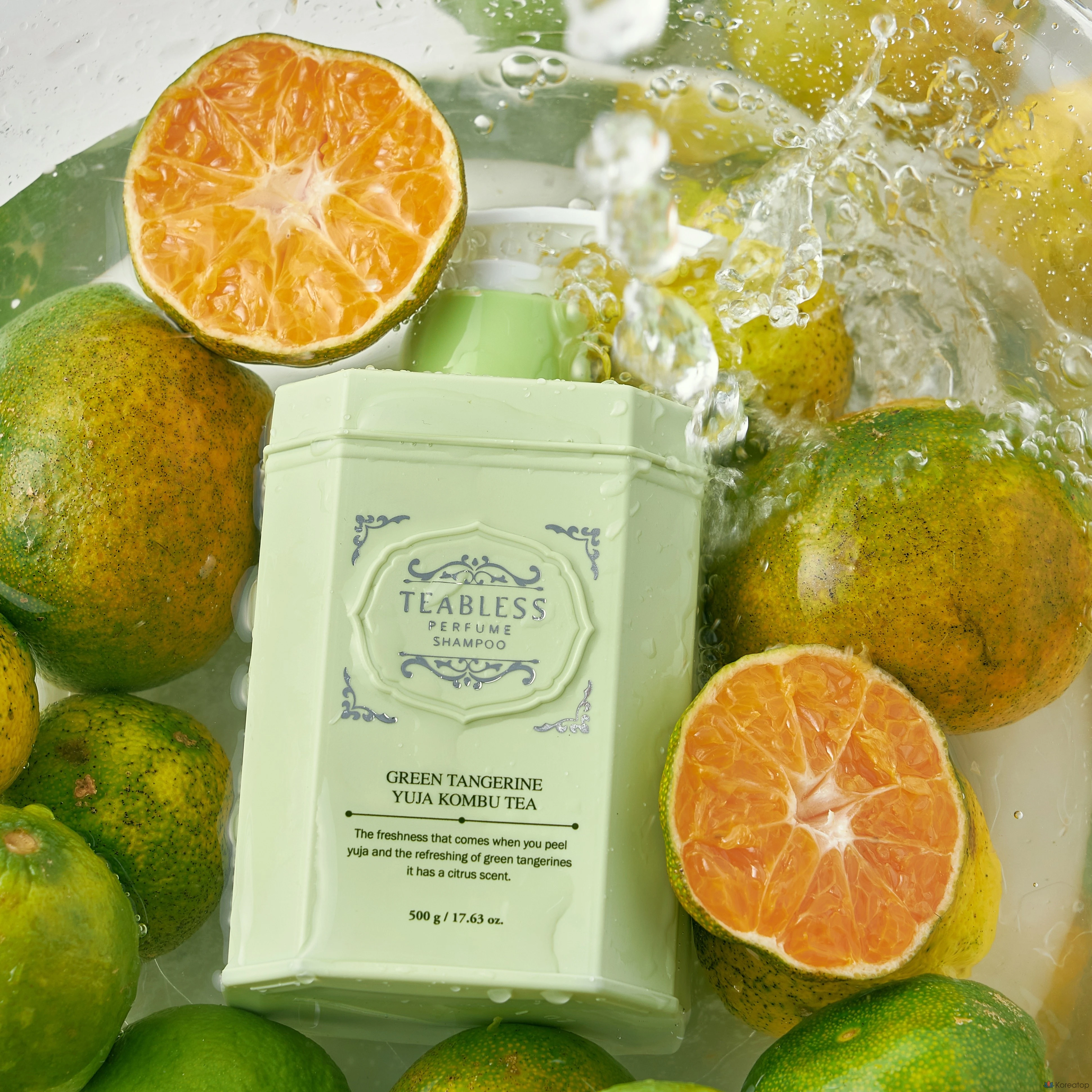 Парфюмированный шампунь TEABLESS против выпадения волос Combuti с зеленым мандарином и юдзу, 500 г, 1 упаковка.