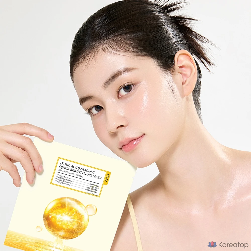 Тканевая маска для лица FULLY Kojic Acid Niacin C Quick Brightening Mask, 4 шт., фото 6