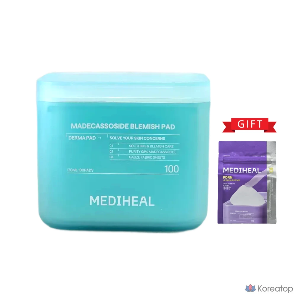 Тонизирующие подушечки Mediheal Madecassoside Trace Toner Derma Pad второго поколения + 10 подушечек PDRN, 1 упаковка, 100 листов