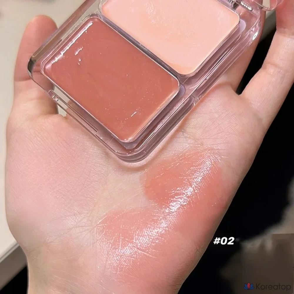Voltouch Blush Cream Water Glow Dual Cheek Pact Blusher Water Glow Dual Cheek Pact Glass Skin Two-Tone Blusher Cheek Blusher Женские глянцевые румяна NAMING Pink Blusher, 1 шт., карамельный цвет, фото 6