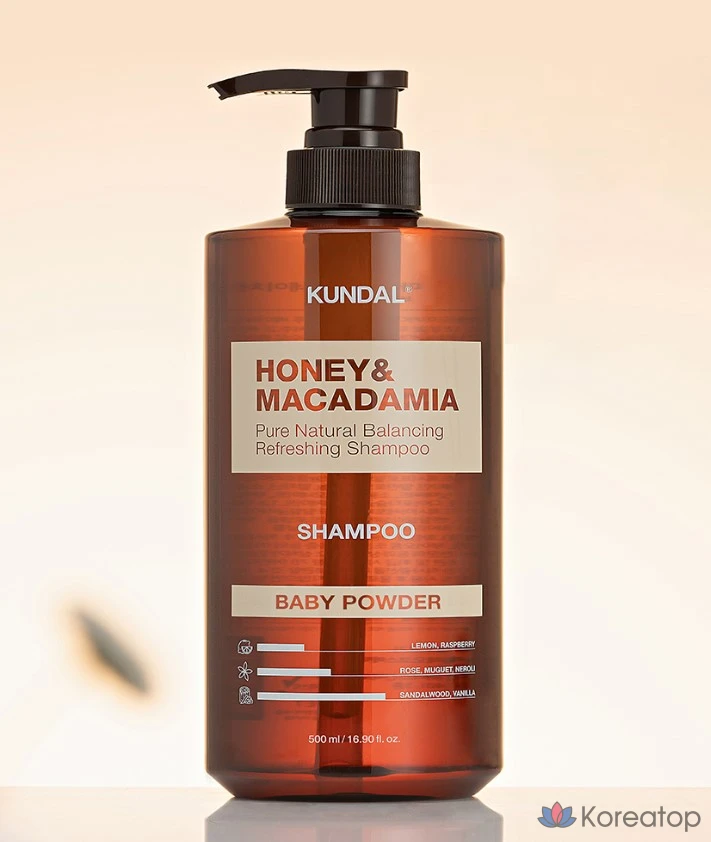 Шампунь Kundal Honey & Macadamia Nature с ароматом детской присыпки, 500 мл, 1 шт., фото 2