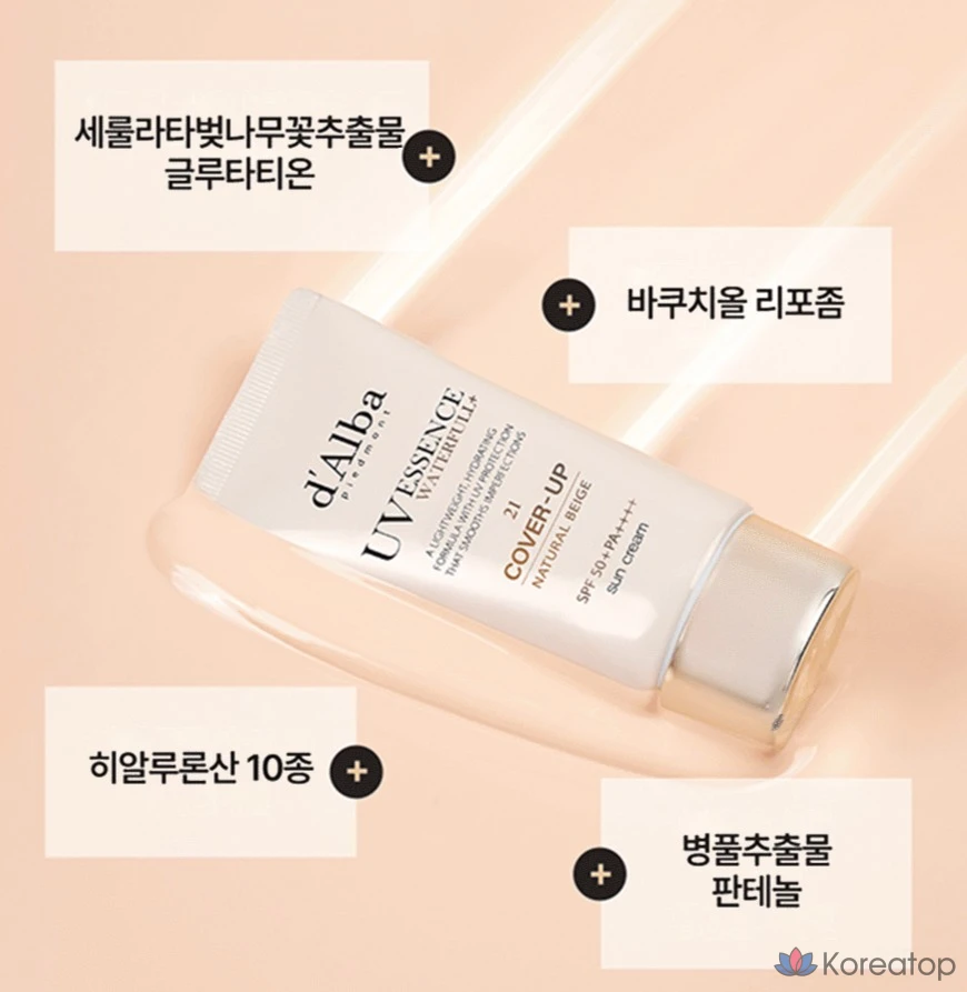 Солнцезащитный крем d'Alba Waterful Tone Up Sun Cream Natural Cover Beige, оттенок 21, 50 мл, 1 шт.