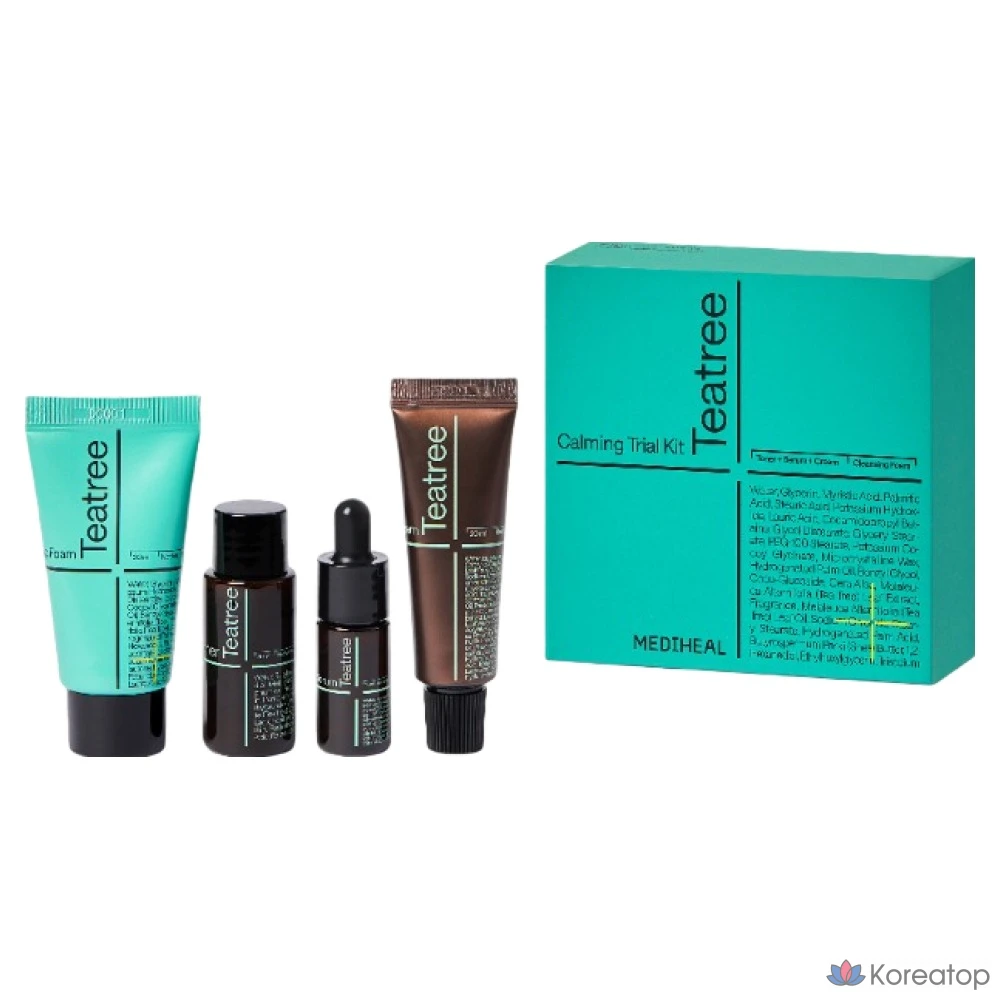 Набор Mediheal Tea Tree Calming Trial Kit: очищающая пенка 30 мл + тоник 30 мл + сыворотка 10 мл + крем 20 мл (1 комплект).