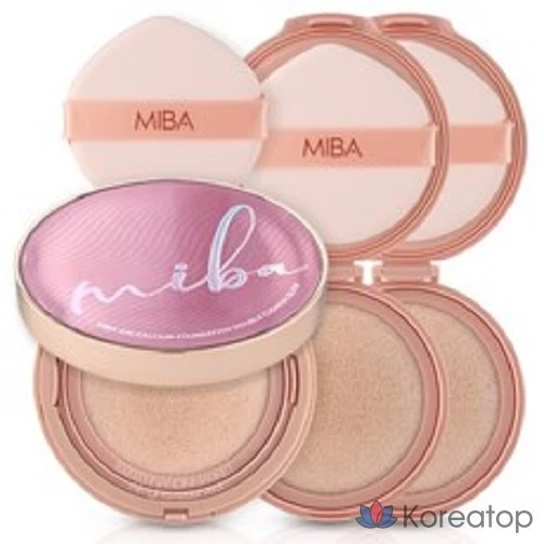 Тональный крем MIBA Wang Cushion Season 3 Ion Calcium Foundation Double Cushion Glow (простой футляр) + 2 сменных блока, 1 шт., № 23