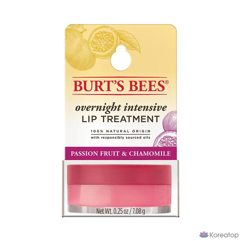 Интенсивный ночной бальзам для губ Burt's Bees, маракуйя и ромашка, 7,08 г, 1 шт.
