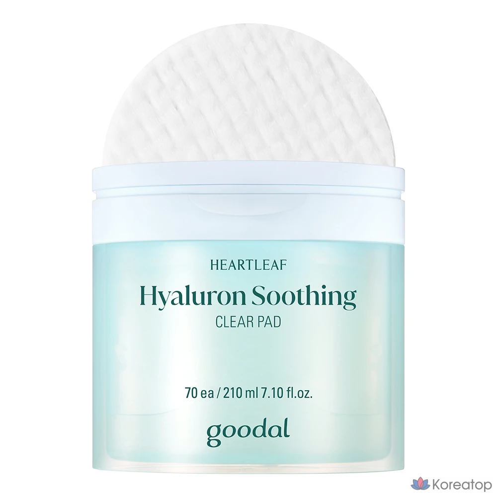 Прозрачные успокаивающие подушечки Goodal Eoseongcho с гиалуроновой кислотой, 70 листов, 1 шт., 1 упаковка, 70 листов