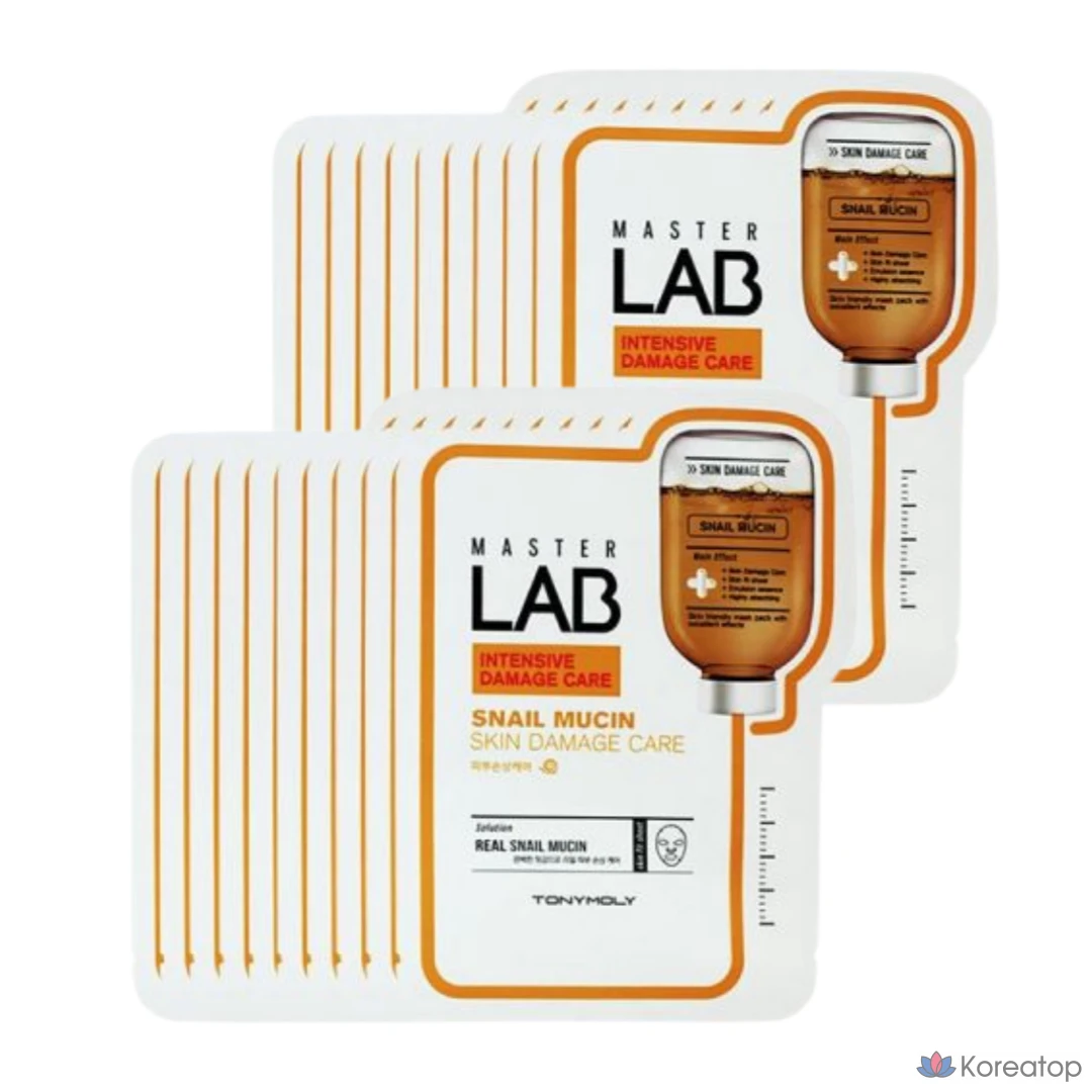 Набор масок для лица Tony Moly Master Lab Snail Mask Pack, 10 штук, 2 упаковки.