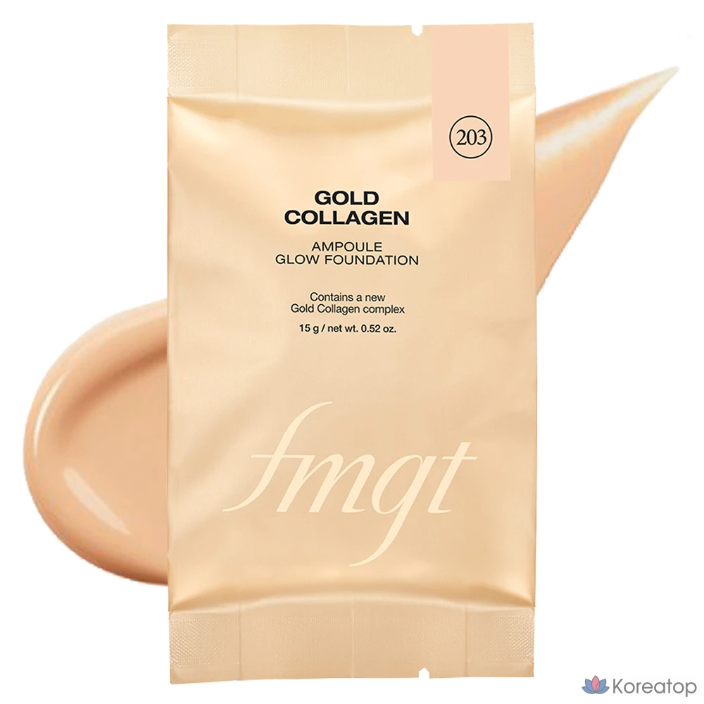 FMGT The Face Shop Gold Collagen Ampoule Glow Foundation Refill 15g, 203 Natural Beige, 1ea