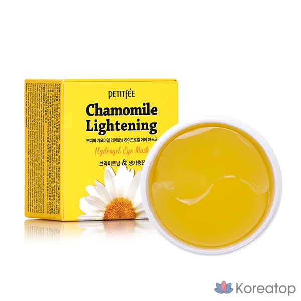 Осветляющая гидрогелевая маска для глаз Petitfee с ромашкой, 1 шт., 1 упаковка