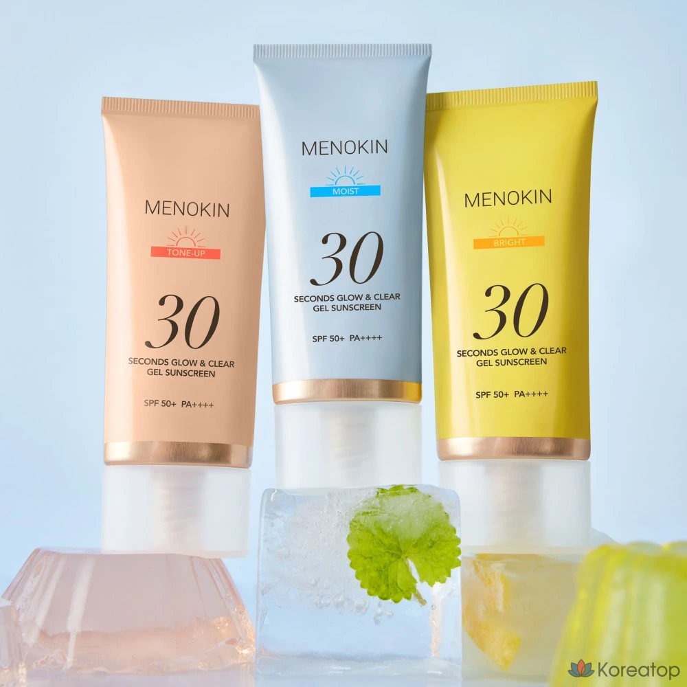 Увлажняющий солнцезащитный гель MENOKIN 30-Second Glow & Clear SPF50+ PA++++, 50 мл, 1 шт.