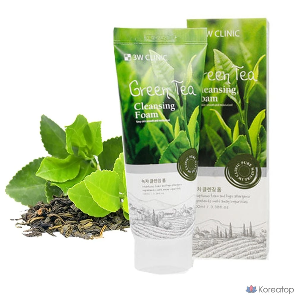 Очищающая пенка 3W Clinic Green Tea Pure Natural Foam Cleanser, 100 мл