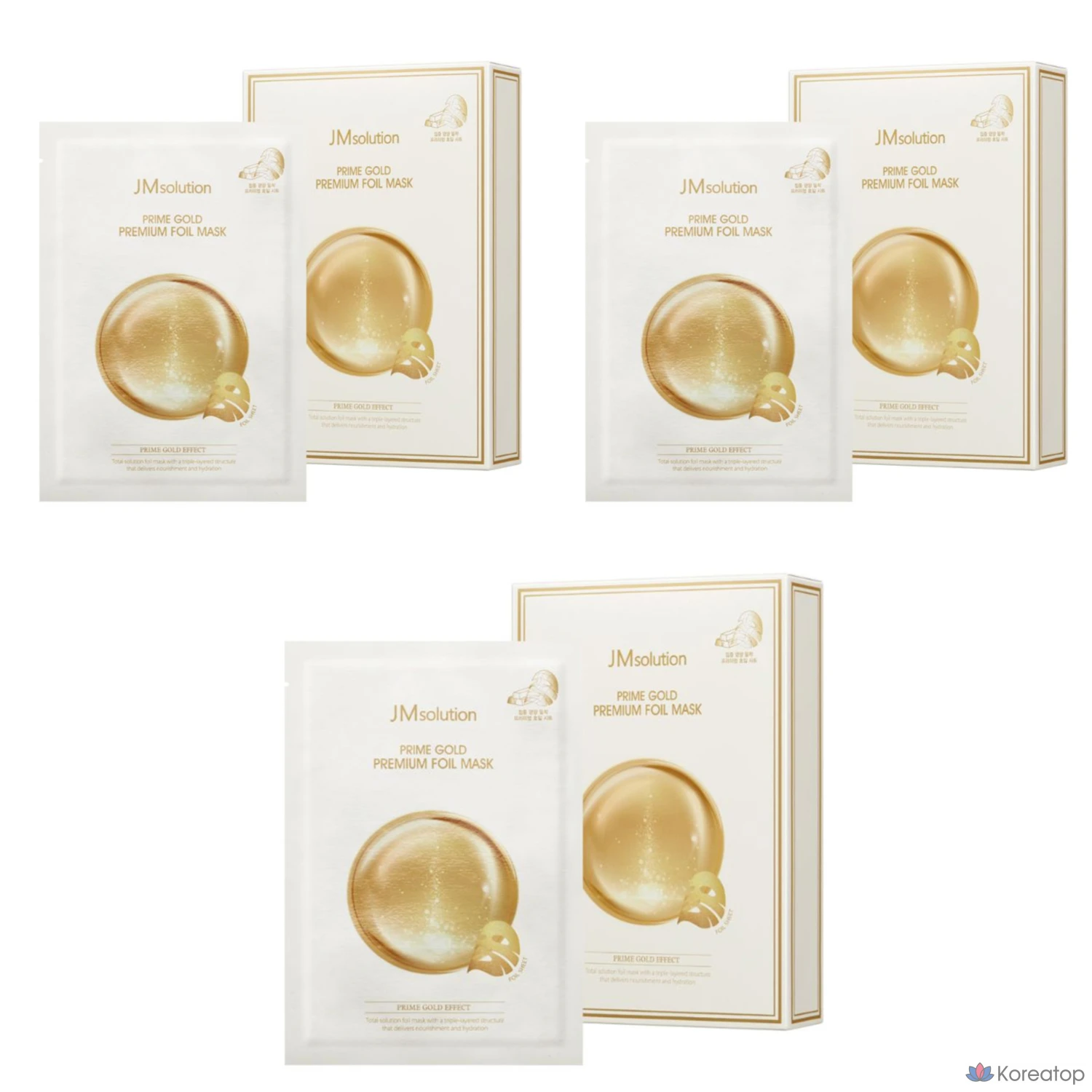 Маска для лица JM Solution Prime Gold Premium Foil Mask, 35 мл, 10 штук, 3 упаковки