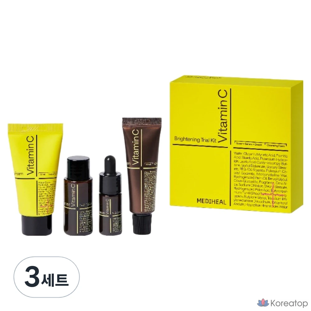 Набор для ухода MEDIHEAL Vita Brightening Trial Kit (Cleansing Foam 30ml + Toner 30ml + Serum 10ml + Cream 20ml), 3 шт.