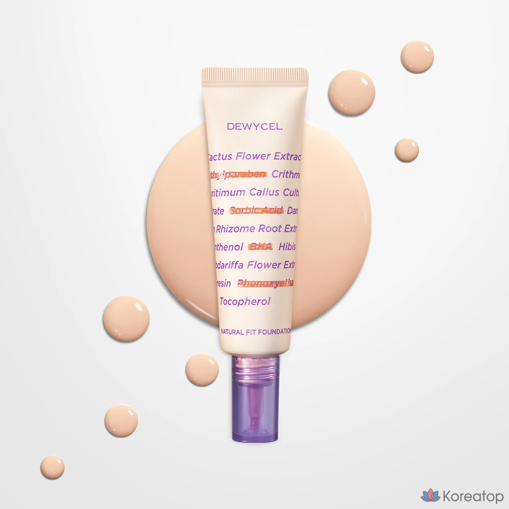 Тональный крем DEWYCEL Natural Fit Foundation, 30 мл, SPF 38 PA++, № 01 Натуральный бежевый, 1 шт., фото 6