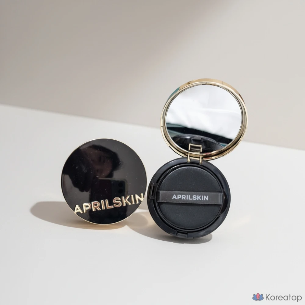 Тональный крем April Skin Magic Snow Cushion, фиксация, натуральное покрытие, освежающий финиш, кушон + сменный блок, 1 шт., фото 3