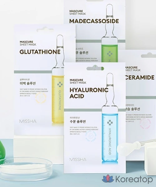 Тканевые маски для лица Missha Mascure Whitening Solution с глутатионом, 5 штук, 1 упаковка., фото 3