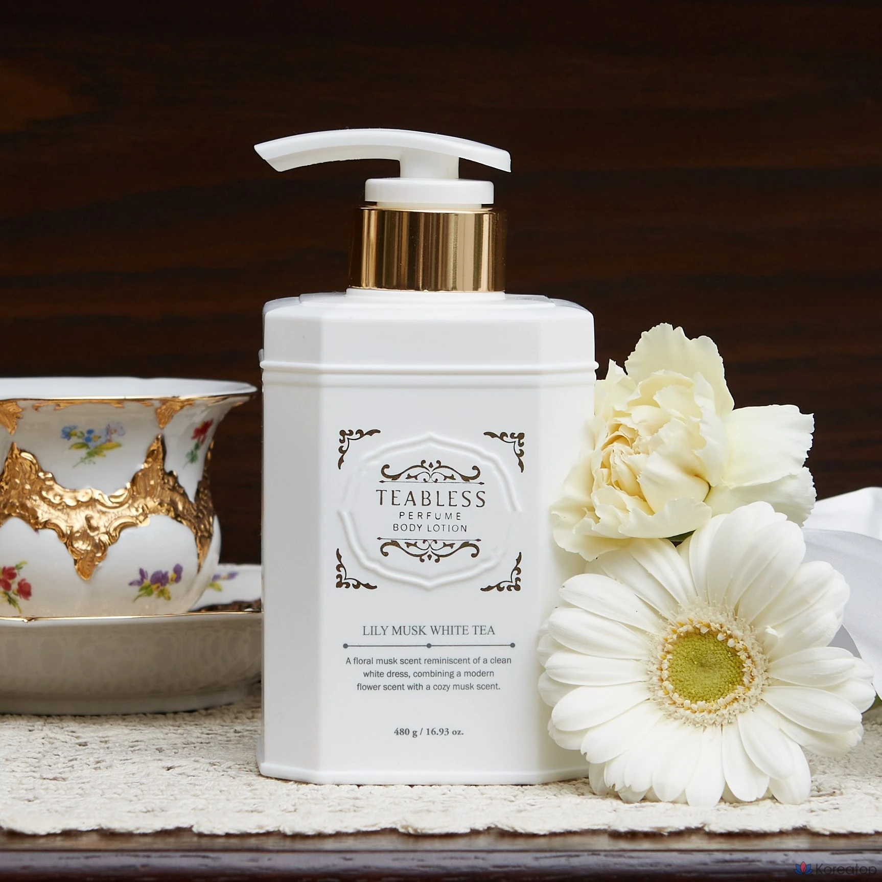 Лосьон для тела TEABLESS Perfume Body Lotion Lily Musk White Tea, 480 г, 1 шт.