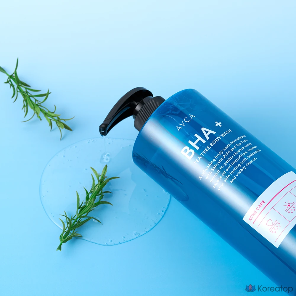 Гель для душа AVCA Baha Plus с маслом чайного дерева для ухода за кожей при акне, 1 шт., 800 мл