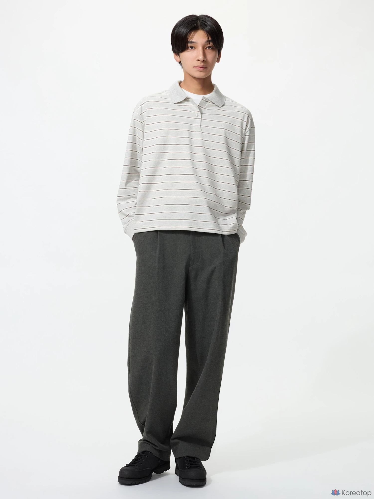 Рубашка поло Uniqlo Striped Polo Shirt Long Sleeve A