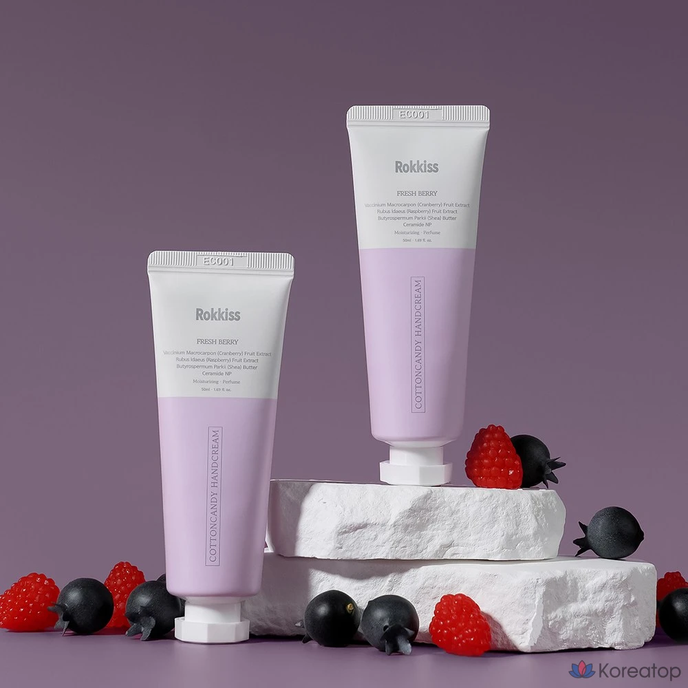 Крем для рук Rokkiss Cotton Candy: Lovely Rose 50 г + Fresh Garden 50 г + Fresh Berry 50 г + Cotton Milky 50 г, 1 упаковка