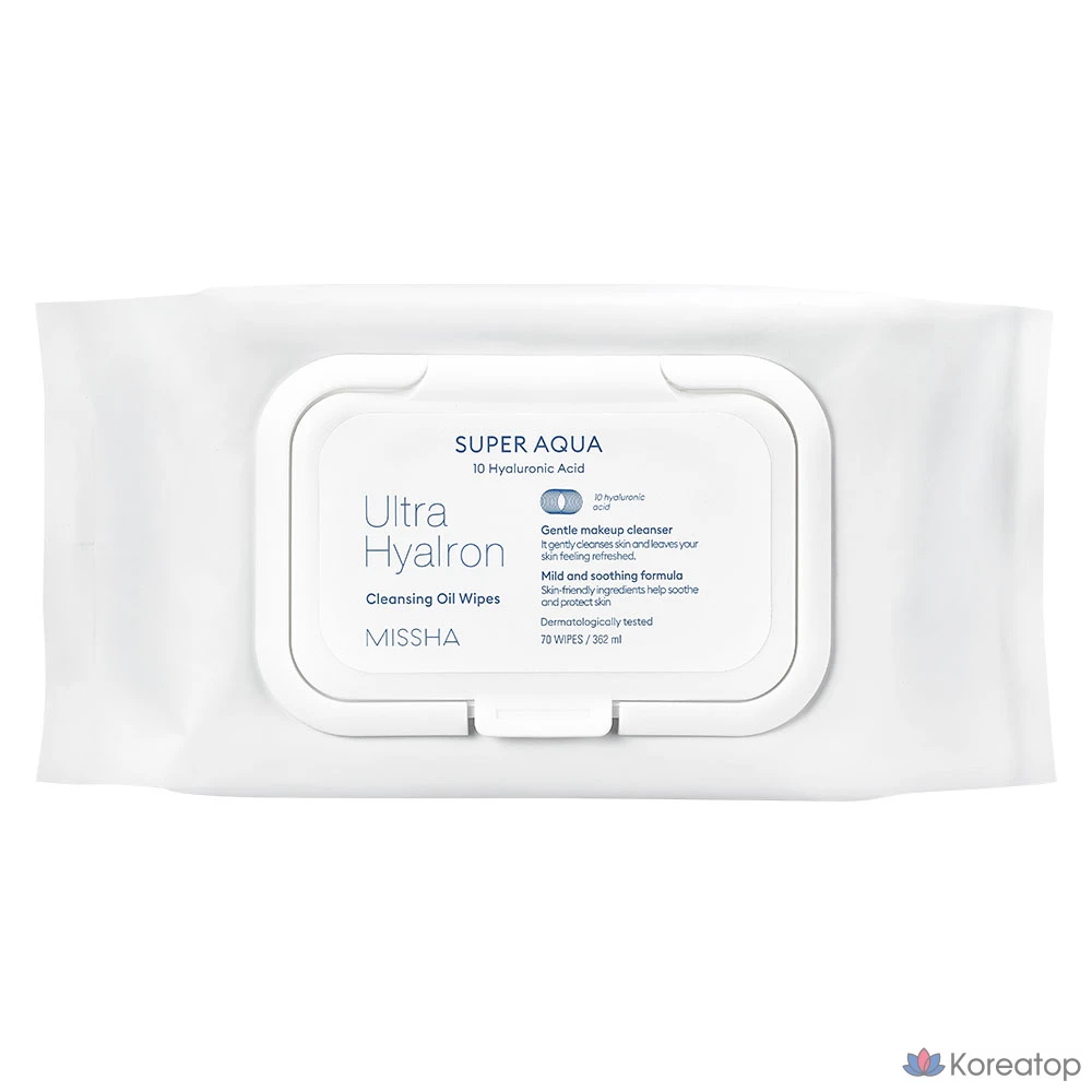 Салфетки для умывания Missha Super Aqua Ultra Hyalron с масляным эффектом, 70 листов, 1 шт.