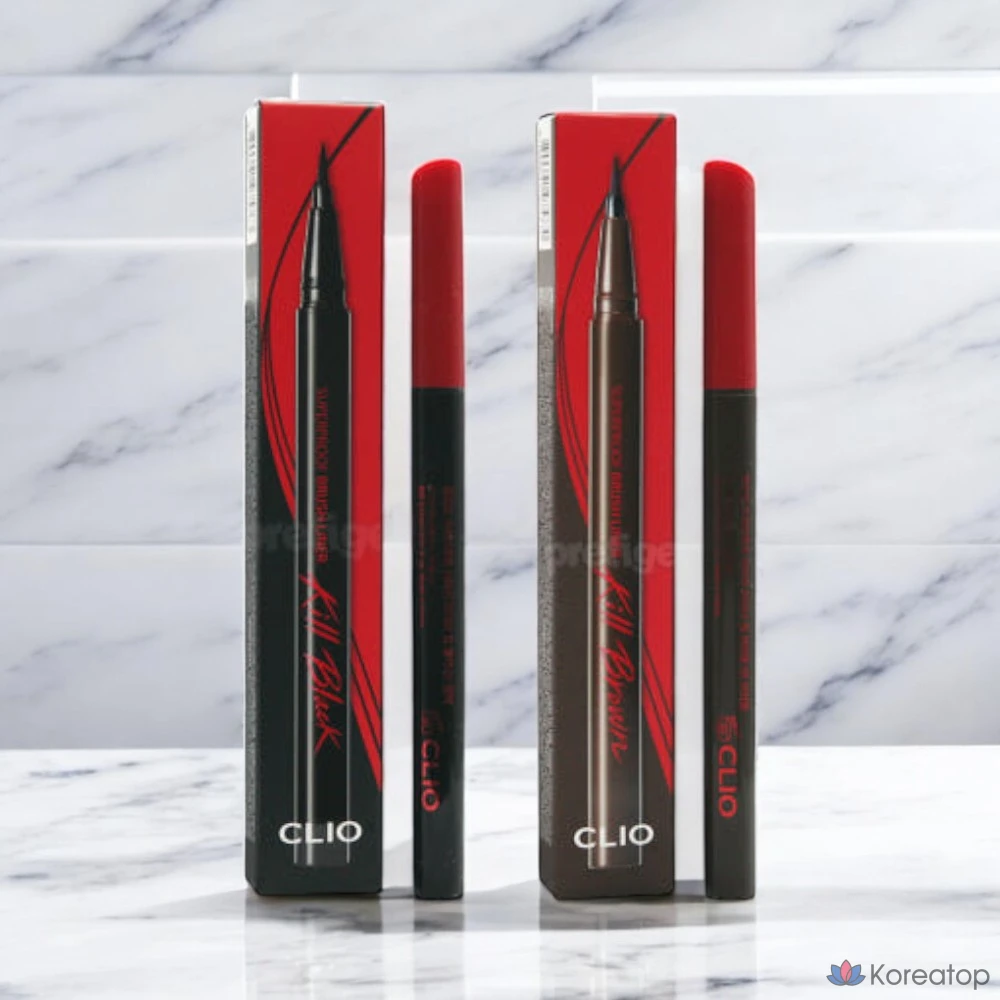 Кистевой лайнер Clio Superproof Brush Liner, оттенок 01 Kill Black, 0.55 мл, 1 шт.