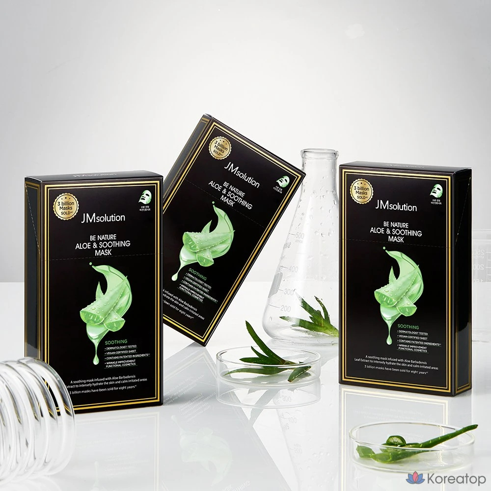 Тканевая маска для лица JM Solution Be Nature с алоэ и успокаивающим эффектом, 10 листов, 10 штук, упаковка из 10 штук., фото 4