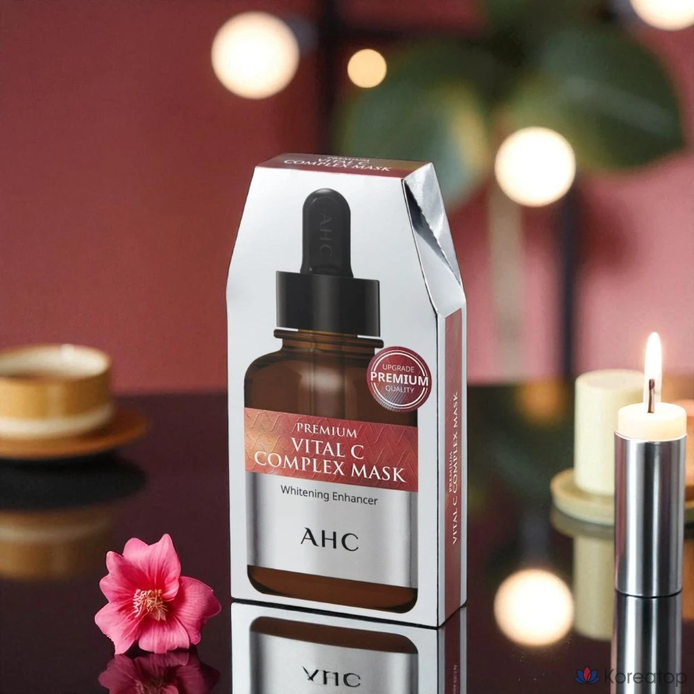 Набор масок AHC Premium Vital C Complex / Отбеливающая ампула / Хлопковая маска с витамином С, 5 шт., 1 упаковка, фото 2