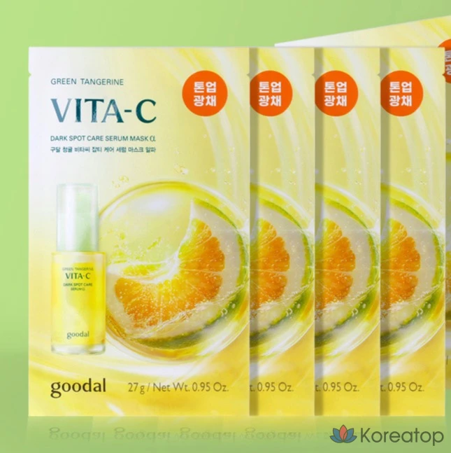 Тканевая маска для лица Goodal Green Tangerine Vita C Dark Spot Care Serum Mask Alpha, 25 шт., фото 2