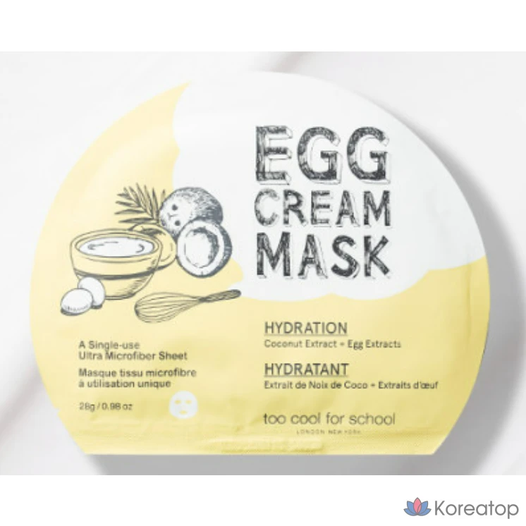 Увлажняющая маска для лица Too Cool For School Egg Cream Mask, 10 листов, 1 упаковка., фото 2