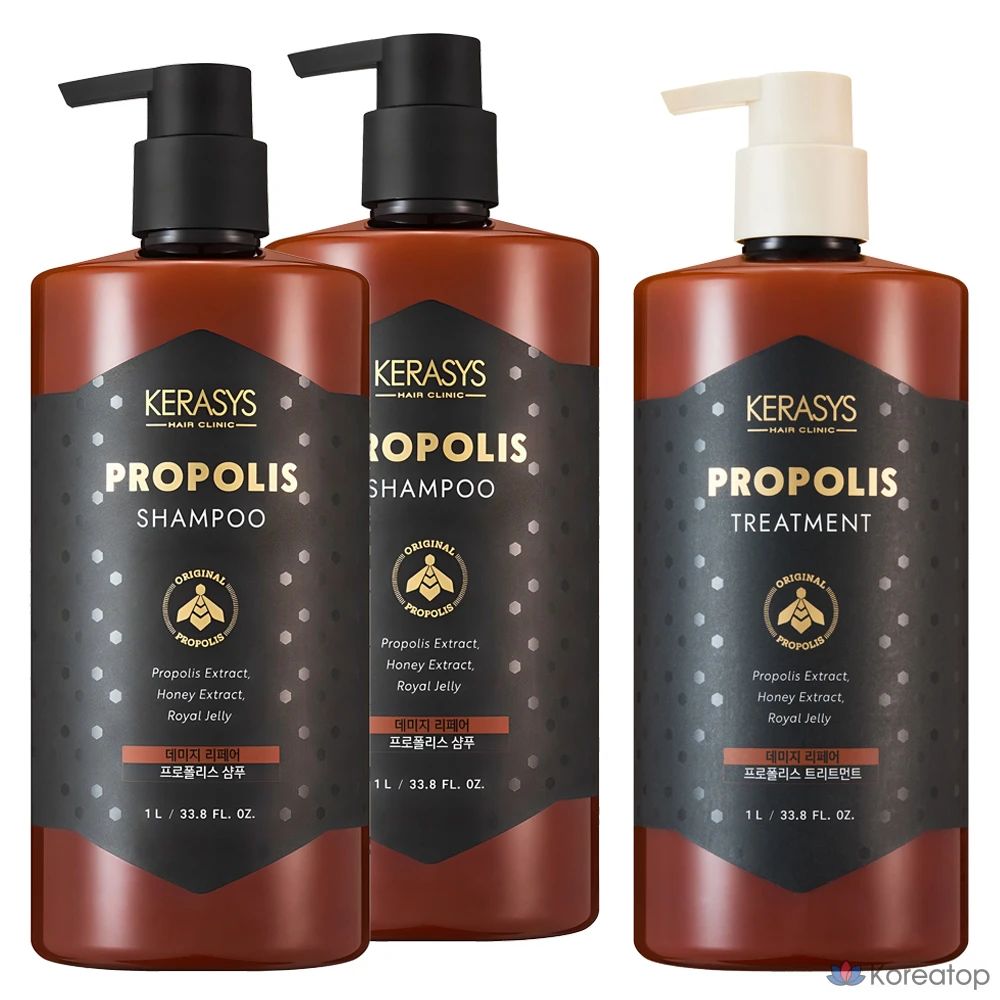 KeraSys Propolis Damage Repair Treatment + Shampoo, 2 шт., 1 шт., 1 л