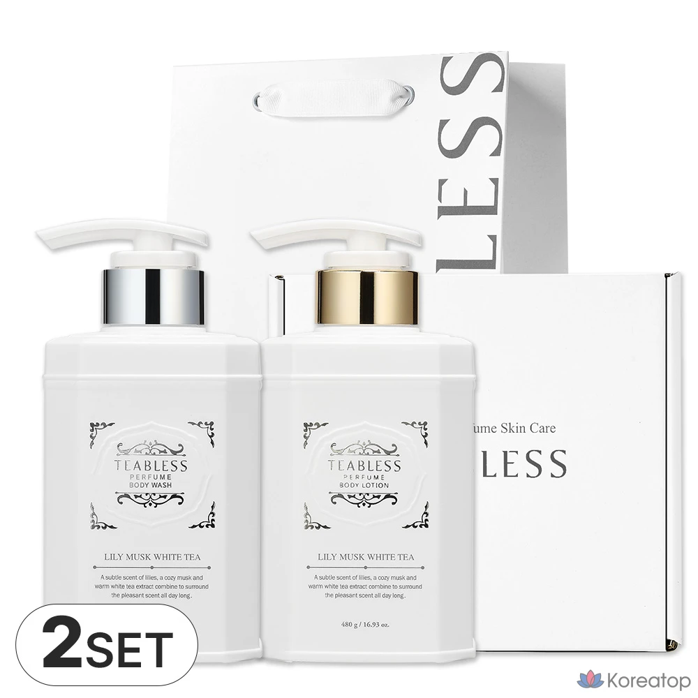 Teabless Lily Musk White Tea: лосьон для тела и гель для душа, 2 комплекта.