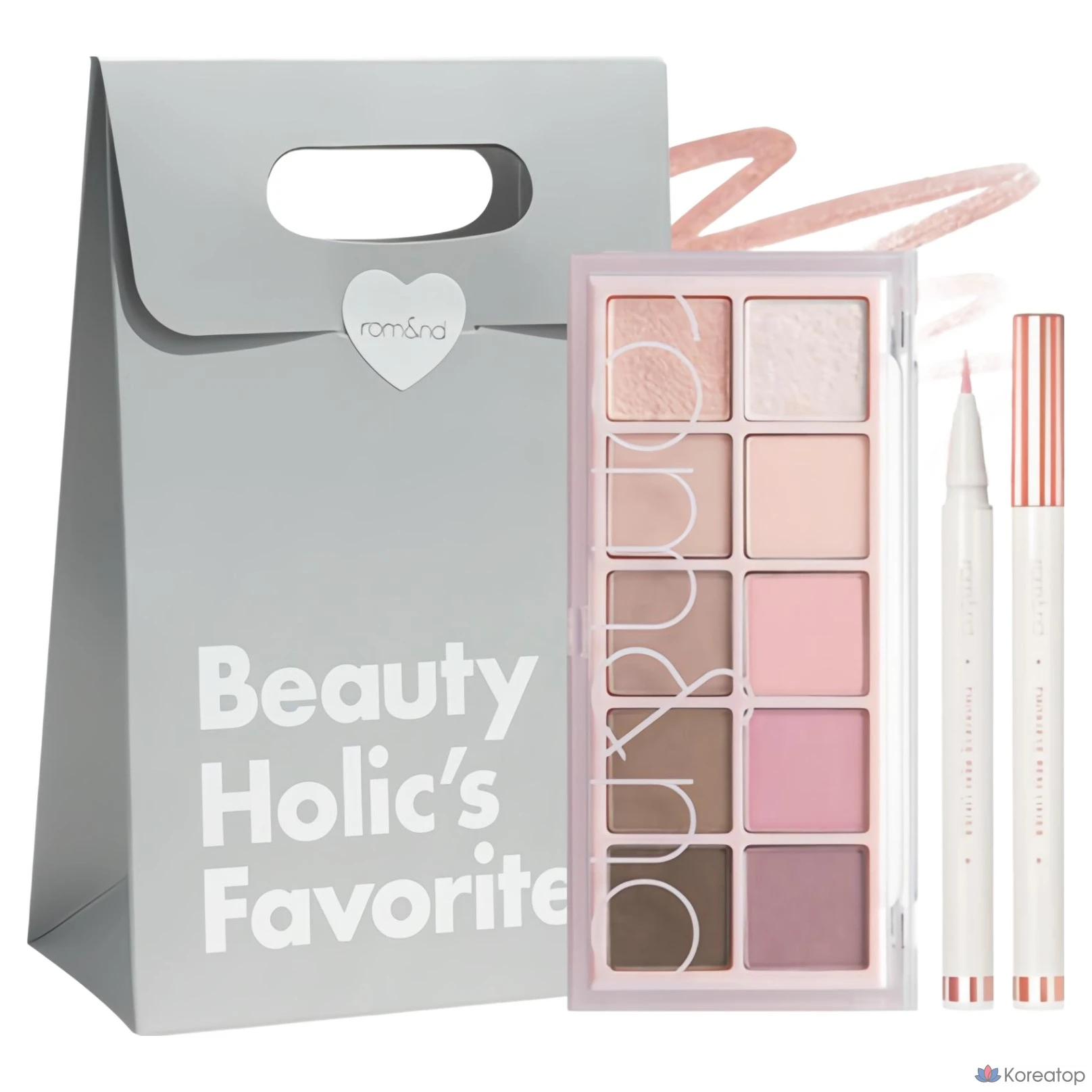 Палитра теней ROM&ND Better Than и подводка для глаз Twinkle Pen Liner Set, оттенки 06 Peony Nude Garden + 03 Rosy Sparkle, 1 шт.