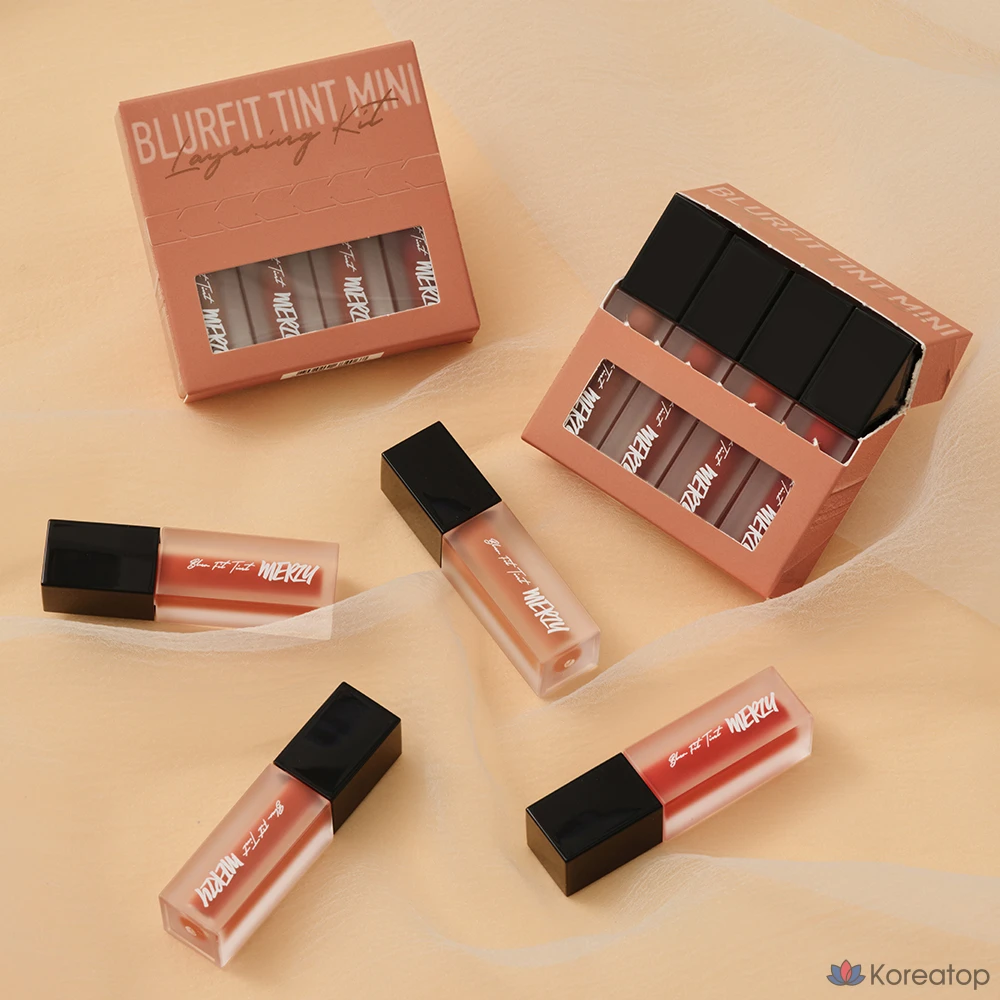 Набор из 4 мини-тинтов для губ MERZY Blurfit Mini Layering Lip Tint 1.5g, BT2 Mysterious + BT3 Narn + BT4 Heeyeol + BT11 Sanggi, 1 шт.