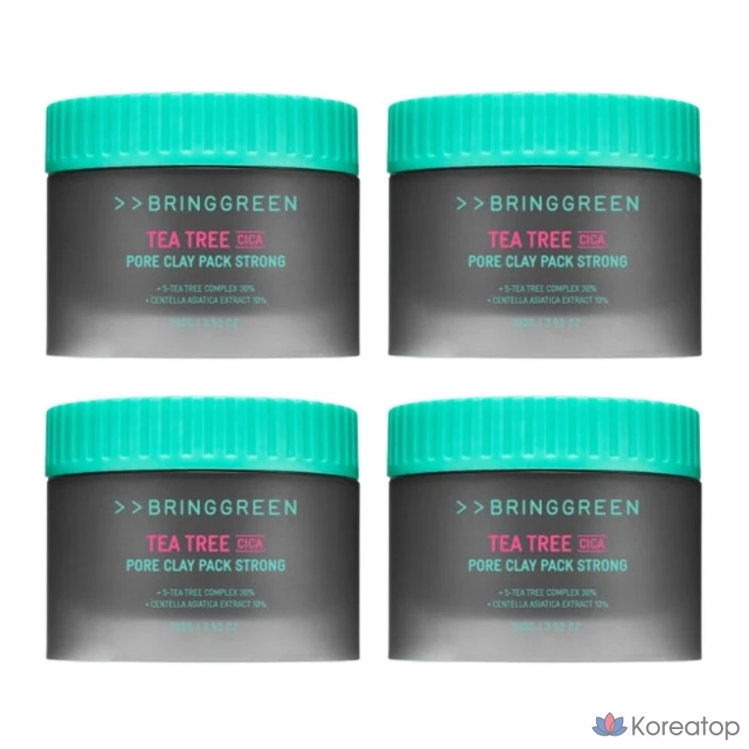 Глиняная маска для сужения пор Bring Green Tea Tree Cica Pore Clay Pack Strong, 100 г, 1 упаковка, 4 упаковки