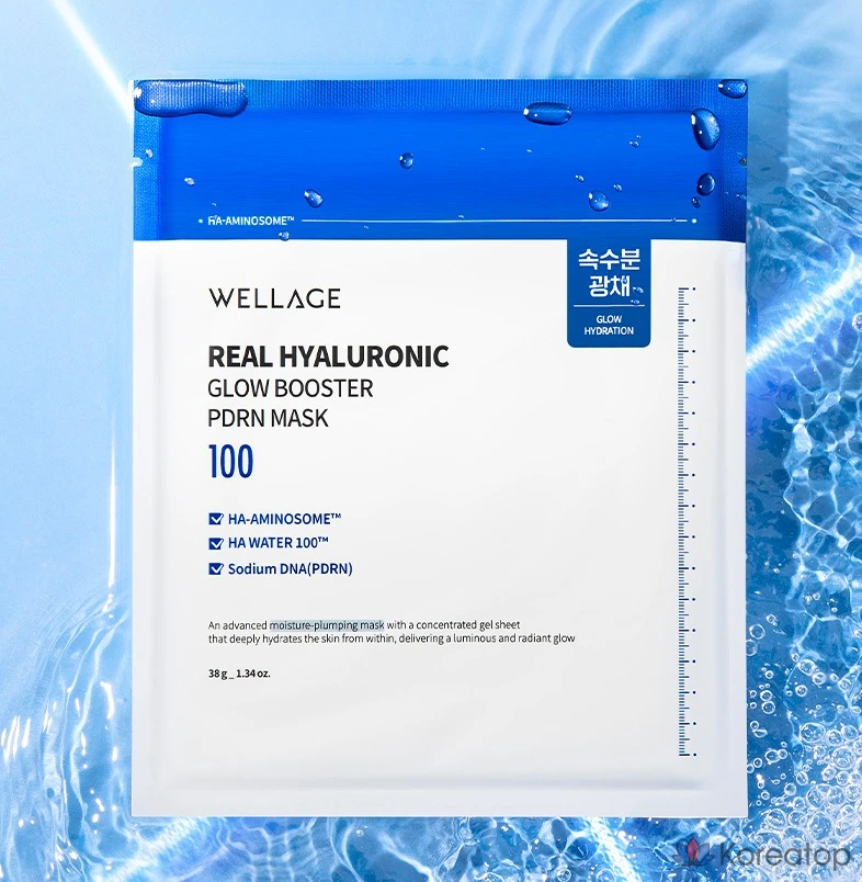 Маска WELLAGE Real Hyaluronic Glow Booster PDRN, 5 шт., 2 упаковки, фото 2