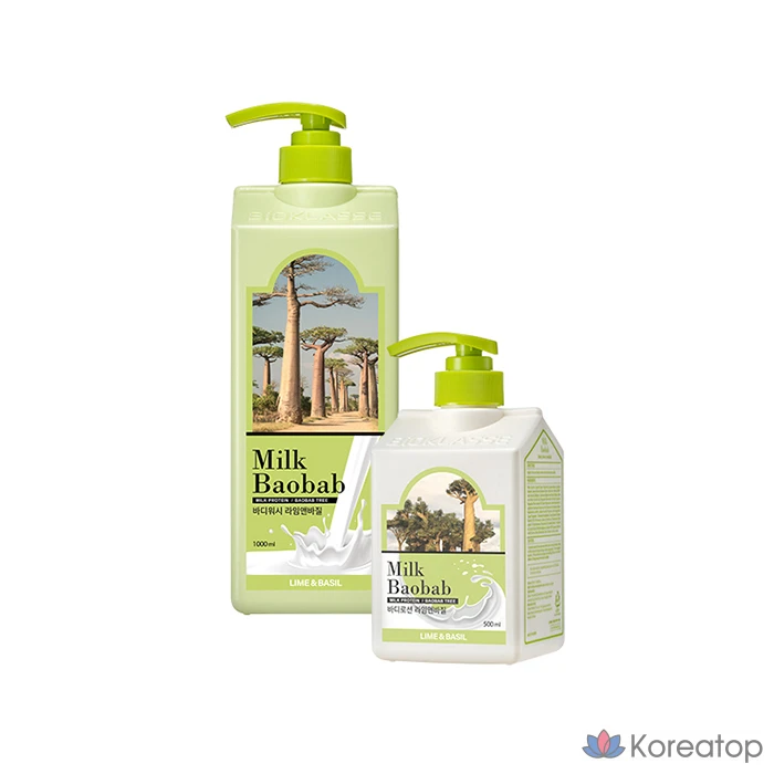 Гель для душа Milk Baobab с лаймом и базиликом, 1 л, 1 шт.