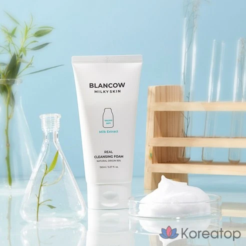 BLANCOW Очищающая пенка для лица с пептидами Milky Skin Milk Extract Real Cleansing Foam, 150 мл, 2 шт.