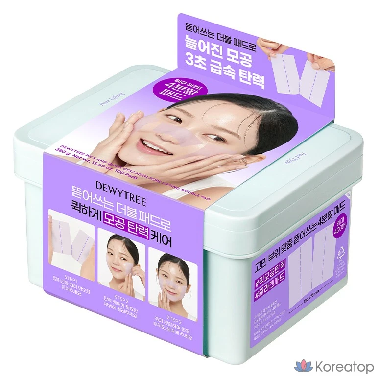 Dewytree Pick &amp; Quick Collagen Pore Elasticity Peeling Double Pad, 380g, 1 шт., 100 шт.