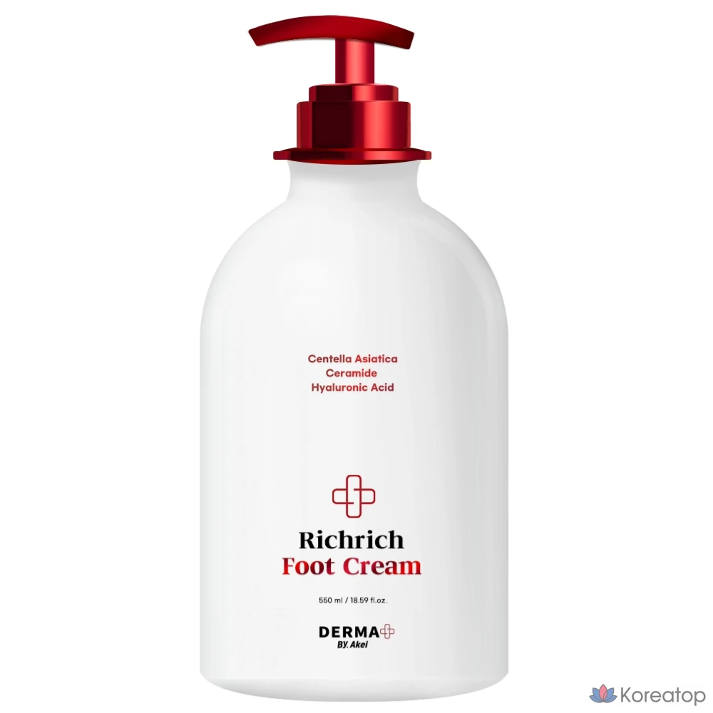 Крем для ног Akei Derma+ Rich Rich High Moisture Exfoliating Foot Cream, 1 шт., 1 упаковка