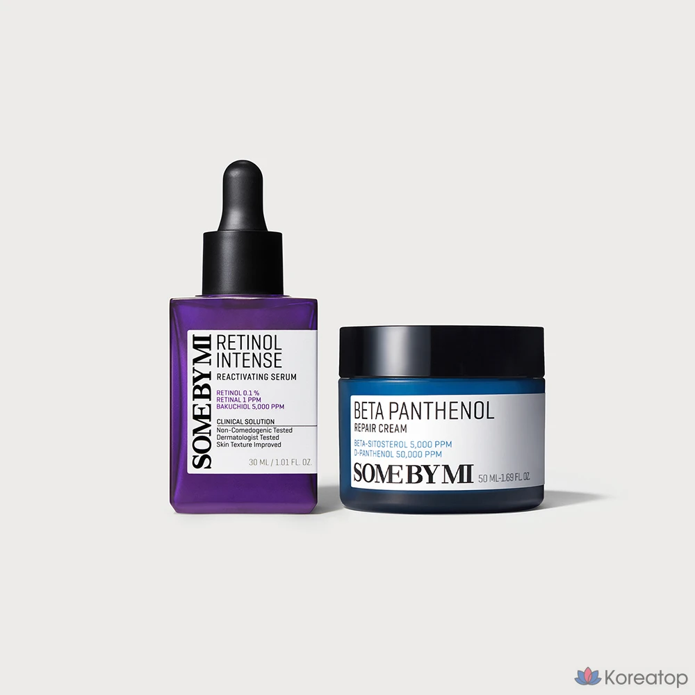 Набор для создания эффекта «стеклянной кожи» [сыворотка с ретинолом + крем с бета-пантенолом], 1 шт.