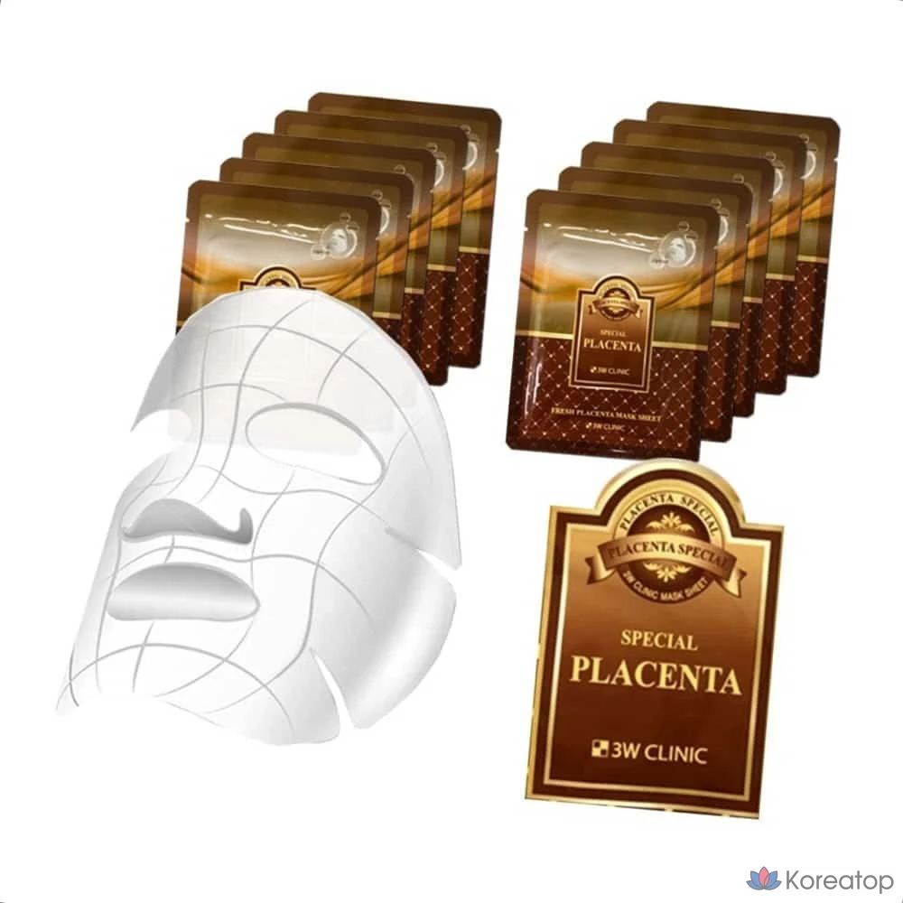 Тканевая маска для лица 3W Clinic Placenta Mask, 10 шт.